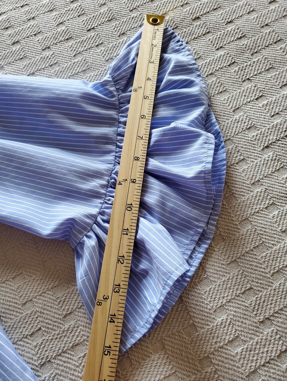 Style Envy Striped Off The Shoulder Ruffle Blouse Tiered Flounce Top Vacation - Picture 9 of 12